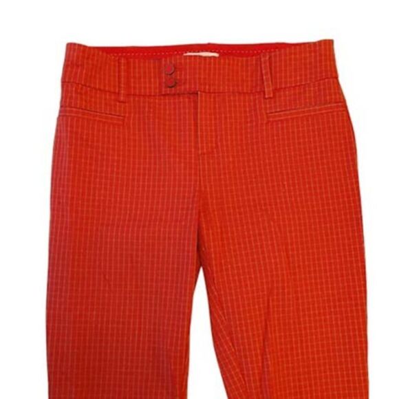 Anthropologie The Essential Slim Red Plaid Pants Slacks Size 2 - Picture 6 of 11